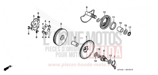 DRIVE FACE/KICK STARTER SPINDLE PK50L de 1990